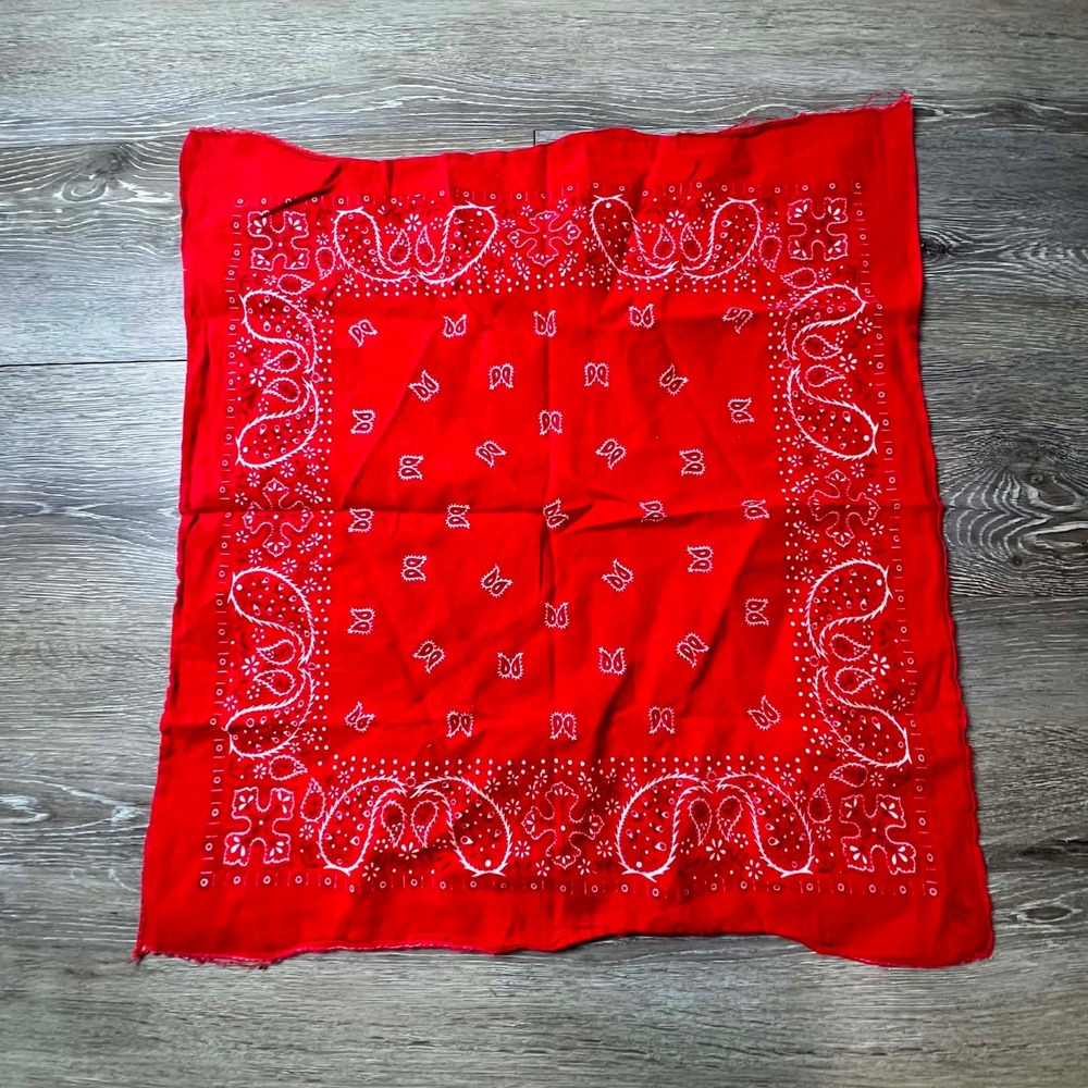Wamcraft 80s Bandana Unisex OS Red Vintage Paisley Made in USA Cotton Scarf AP52